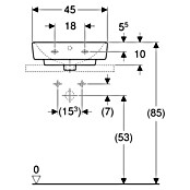 Geberit Renova Plan Aufsatzwaschbecken (45 x 34 cm, Ohne Spezialglasur, Hahnloch: Mitte, Mit Überlauf, Weiß) | BAUHAUS