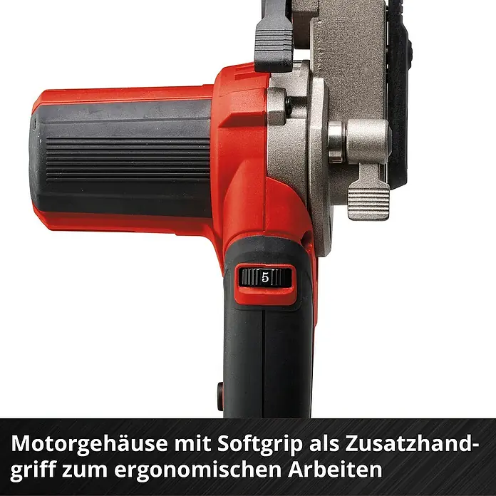 Einhell Power X-Change 18V Akku-Bandfeile TE-BF 18 Li-Solo - 18 V, Ohne Akku, Bandgeschwindigkeit: 250 m/min - 1.700 m/min - Motorgehäuse mit Softgrip als Zusatzhandgriff.