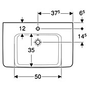 Geberit Renova Plan Waschtisch (75 x 48 cm, Mit schmutzabweisender Glasur, Mit Hahnloch/Mit Überlauf, Weiß) | BAUHAUS