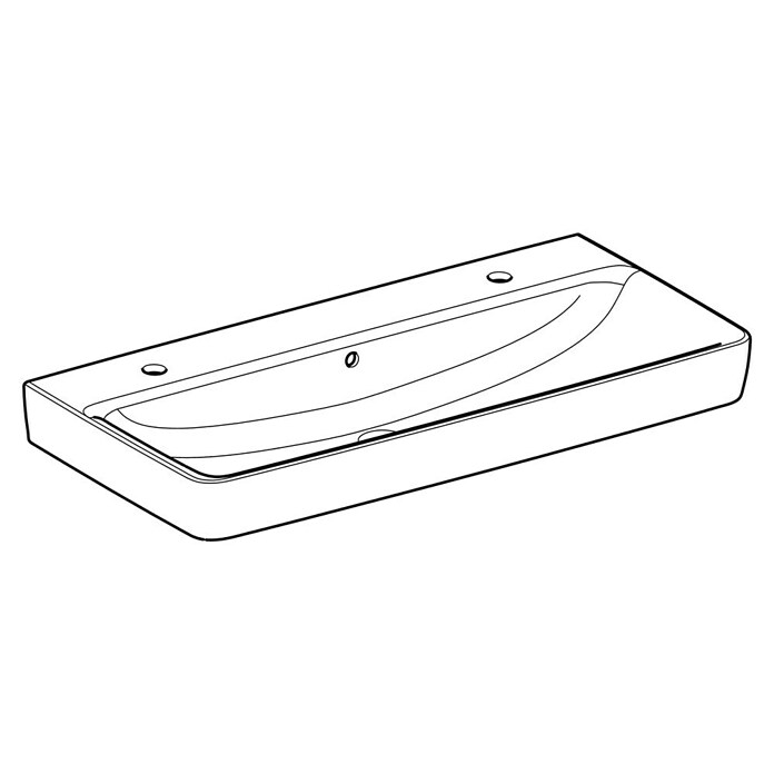 Geberit Renova Plan Doppelwaschtisch (100 x 48 cm, Ohne Spezialglasur, Hahnloch: Sonstige, Mit Überlauf, Weiß) | BAUHAUS