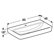 Geberit Renova Plan Waschtisch (85 x 48 cm, Mit schmutzabweisender Glasur, Hahnloch: Mitte, Ohne Überlauf, Weiß) | BAUHAUS