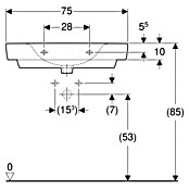 Geberit Renova Plan Waschtisch (75 x 48 cm, Mit schmutzabweisender Glasur, Mit Hahnloch/Ohne Überlauf, Weiß) | BAUHAUS