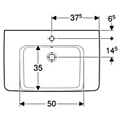 Geberit Renova Plan Aufsatzwaschbecken (75 x 48 cm, Mit schmutzabweisender Glasur, Hahnloch: Mitte, Mit Überlauf, Weiß, Mit Ablagefläche) | BAUHAUS