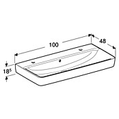 Geberit Renova Plan Doppelwaschtisch (100 x 48 cm, Ohne Spezialglasur, Hahnloch: Sonstige, Mit Überlauf, Weiß) | BAUHAUS