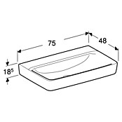 Geberit Renova Plan Waschtisch (75 x 48 cm, Ohne Spezialglasur, Hahnloch: Ohne, Ohne Überlauf, Weiß) | BAUHAUS