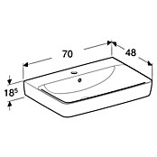 Geberit Renova Plan Aufsatzwaschbecken (70 x 48 cm, Ohne Spezialglasur, Hahnloch: Mitte, Mit Überlauf, Weiß) | BAUHAUS