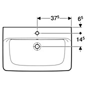 Geberit Renova Plan Aufsatzwaschbecken (75 x 48 cm, Ohne Spezialglasur, Hahnloch: Mitte, Mit Überlauf, Weiß) | BAUHAUS