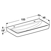 Geberit Renova Plan Doppelwaschtisch (100 x 48 cm, Mit schmutzabweisender Glasur, Hahnloch: Mitte, Mit Überlauf, Weiß) | BAUHAUS