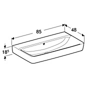 Geberit Renova Plan Waschtisch (85 x 48 cm, Mit schmutzabweisender Glasur, Hahnloch: Ohne, Mit Überlauf, Weiß) | BAUHAUS