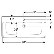 Geberit Renova Plan Waschtisch (100 x 48 cm, Mit schmutzabweisender Glasur, Hahnloch: Mitte, Mit Überlauf, Weiß) | BAUHAUS