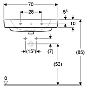 Geberit Renova Plan Waschtisch (70 x 48 cm, Ohne Spezialglasur, Hahnloch: Ohne, Mit Überlauf, Weiß) | BAUHAUS