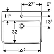 Geberit Renova Plan Waschtisch (55 x 44 cm, Ohne Spezialglasur, Hahnloch: Mitte, Mit Überlauf, Weiß) | BAUHAUS