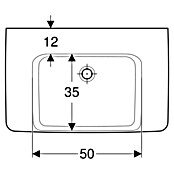 Geberit Renova Plan Waschtisch (75 x 48 cm, Mit schmutzabweisender Glasur, Ohne Hahnloch/Ohne Überlauf, Weiß) | BAUHAUS