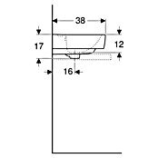 Geberit Renova Plan Aufsatzwaschbecken (50 x 38 cm, Ohne Spezialglasur, Hahnloch: Mitte, Mit Überlauf, Weiß) | BAUHAUS