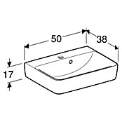 Geberit Renova Plan Aufsatzwaschbecken (50 x 38 cm, Ohne Spezialglasur, Hahnloch: Mitte, Mit Überlauf, Weiß) | BAUHAUS