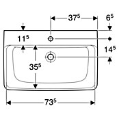 Geberit Renova Plan Waschtisch (75 x 48 cm, Ohne Spezialglasur, Hahnloch: Mitte, Ohne Überlauf, Weiß) | BAUHAUS