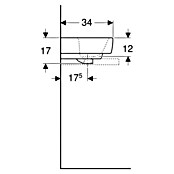 Geberit Renova Plan Aufsatzwaschbecken (45 x 34 cm, Mit schmutzabweisender Glasur, Hahnloch: Mitte, Mit Überlauf, Weiß) | BAUHAUS