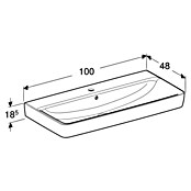 Geberit Renova Plan Aufsatzwaschbecken (100 x 48 cm, Ohne Spezialglasur, Hahnloch: Mitte, Mit Überlauf, Weiß) | BAUHAUS