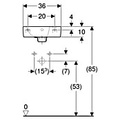 Geberit Renova Plan Waschbecken (36 x 25 cm, Ohne Spezialglasur, Hahnloch: Rechts, Mit Überlauf, Weiß) | BAUHAUS