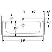 Geberit Renova Plan Waschtisch (100 x 48 cm, Mit schmutzabweisender Glasur, Hahnloch: Mitte, Ohne Überlauf, Weiß) | BAUHAUS