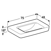 Geberit Renova Plan Waschtisch (75 x 48 cm, Mit schmutzabweisender Glasur, Ohne Hahnloch/Ohne Überlauf, Weiß) | BAUHAUS