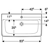 Geberit Renova Plan Waschtisch (85 x 48 cm, Ohne Spezialglasur, Hahnloch: Mitte, Ohne Überlauf, Weiß) | BAUHAUS