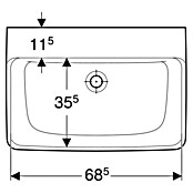 Geberit Renova Plan Waschtisch (70 x 48 cm, Ohne Spezialglasur, Hahnloch: Ohne, Ohne Überlauf, Weiß) | BAUHAUS