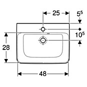 Geberit Renova Plan Aufsatzwaschbecken (50 x 38 cm, Ohne Spezialglasur, Hahnloch: Mitte, Mit Überlauf, Weiß) | BAUHAUS