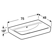 Geberit Renova Plan Waschtisch (75 x 48 cm, Ohne Spezialglasur, Hahnloch: Ohne, Mit Überlauf, Weiß) | BAUHAUS