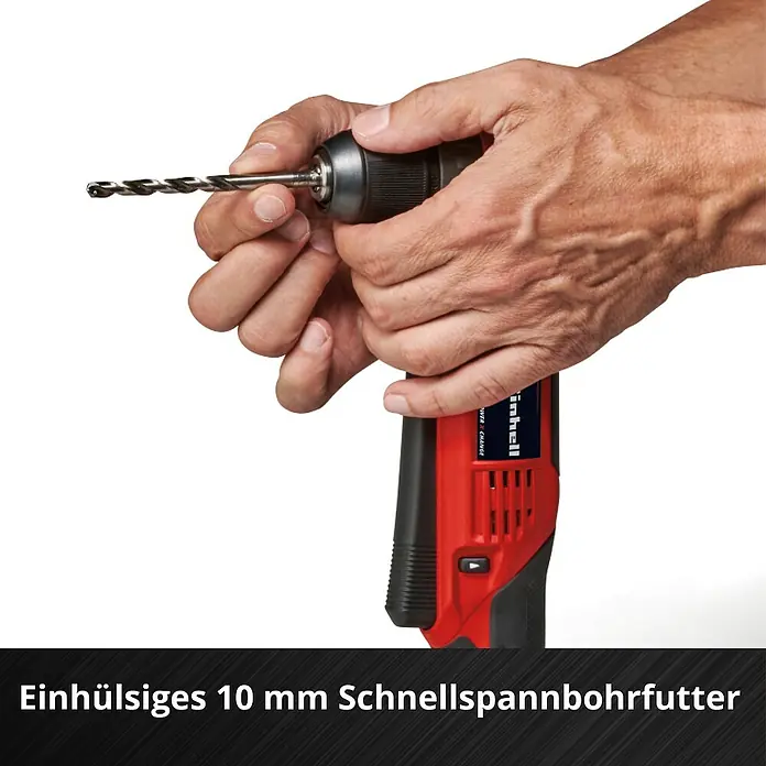 Einhell Power X-Change 18V Akku-Winkelbohrmaschine TE-AD 18 Li-Solo - 18 V, Ohne Akku, 1.100 U/min - Ein Akku-Bohrschrauber mit einem 10 mm Schnellspannbohrfutter, das das Wechseln von Bohrern vereinfacht und die Effizienz steigert.
