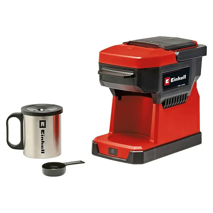 Einhell PXC 18V Cafetera a batería TE-CF 18 Li-Solo - 18 V, Sin batería - Cafetera a batería Einhell con taza y cuchara dosificadora, ideal para llevar y obras. Diseño compacto y fácil de usar.