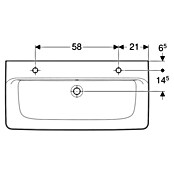 Geberit Renova Plan Doppelwaschtisch (100 x 48 cm, Ohne Spezialglasur, Hahnloch: Mitte, Mit Überlauf, Weiß) | BAUHAUS