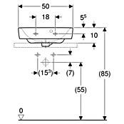 Geberit Renova Plan Aufsatzwaschbecken (50 x 38 cm, Ohne Spezialglasur, Hahnloch: Mitte, Mit Überlauf, Weiß) | BAUHAUS