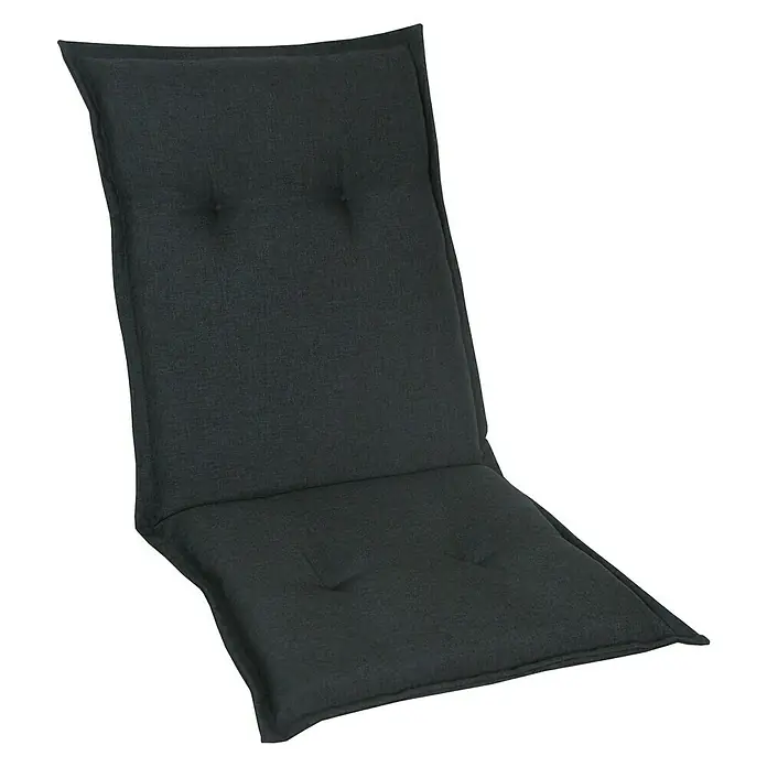 Sunfun Exclusive-Line Sitzauflage - Niederlehner, L x B x H: 109 x 50 x 8 cm, Polyester, Anthrazit - Graues Stuhlkissen mit Knöpfen für zusätzlichen Komfort. Perfekt für Gartenmöbel und Sitzgelegenheiten im Freien, sorgt für Gemütlichkeit.
