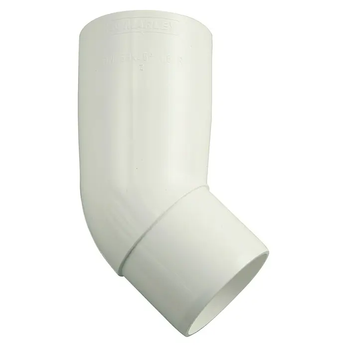 Marley Fallrohrbogen - Nennweite: 53 mm, Winkel: 45 °, Kunststoff, Weiß - 45-Grad-PVC-Winkelstück, ideal für Sanitäranwendungen und Abwasserleitungen. Dauerhafte und zuverlässige Verbindung für Rohrsysteme.