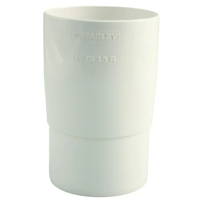 Marley Fallrohrmuffe - Nennweite: 105 mm, Kunststoff, Weiß - Ein weißes Marley DN 75 15 R Abflussrohrstück, das die Verbindung erleichtert und eine effiziente Entwässerung gewährleistet.