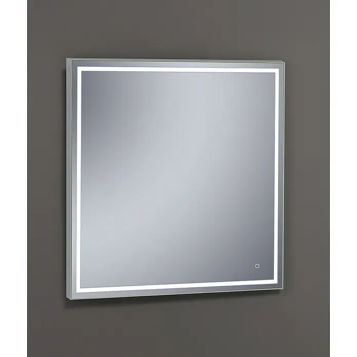 Camargue Espejo con luz Lisbeth - 80 x 80 cm, Sensor, Acero - Espejo cuadrado iluminado con LED para baños modernos que ofrece un reflejo claro y una estética elegante.