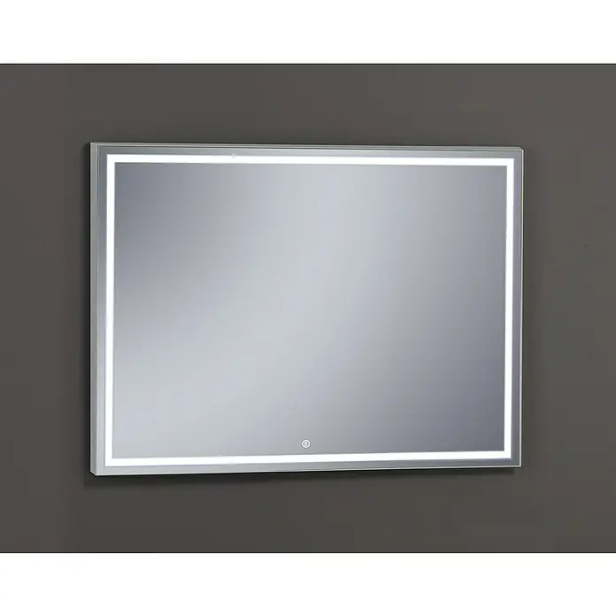 Camargue Espejo con luz Lisbeth - 120 x 80 cm, Sensor, Acero - Espejo de baño iluminado LED de pared con diseño rectangular y marco plateado para un toque moderno.