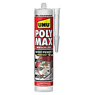 UHU Poly Max Montagekleber Sofort Power (Transparent, 300 g, Kartusche)