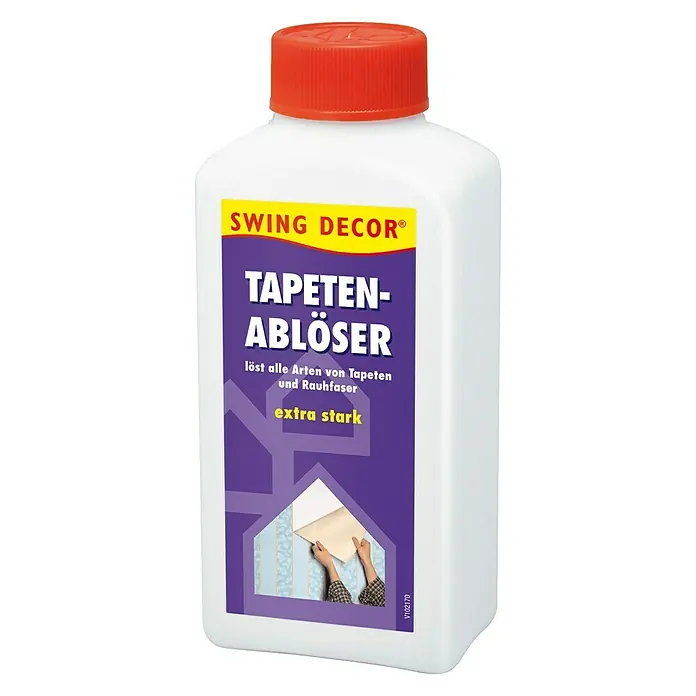 Swing Decor Tapetenablöser - 250 ml - Produktbild einer Flasche Tapetenablöser von Swing Decor. Der Tapetenlöser ist extra stark und für alle Arten von Tapeten und Rauhfaser geeignet.