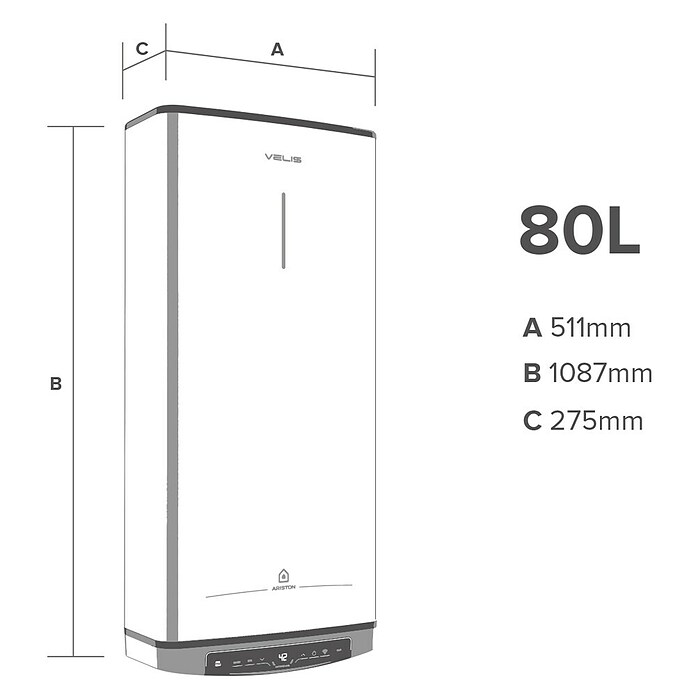 Ariston Termo eléctrico reversible Velis Pro Wifi (80 l, 1.500 W) | BAUHAUS