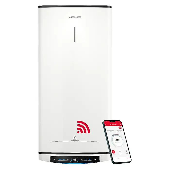 Ariston Termo eléctrico reversible Velis Pro Wifi - 100 l, 1.500 W - Calentador de agua inteligente con control por aplicación para un control preciso de la temperatura y ahorro de energía.