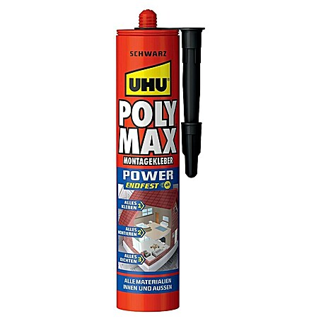 UHU Poly Max Montagekleber Power (Schwarz, 425 g, Kartusche)