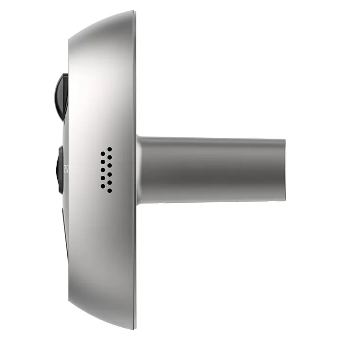 EZVIZ Digitaler Türspion DP2 2K - Silber, 1.920 x 1.080 Pixel (Full HD), Erfassungswinkel: 166 ° - Nahaufnahme einer modernen, silberfarbenen Türklingel mit Kamera und Mikrofon. Perfekt für die Sicherheit Ihres Hauses.