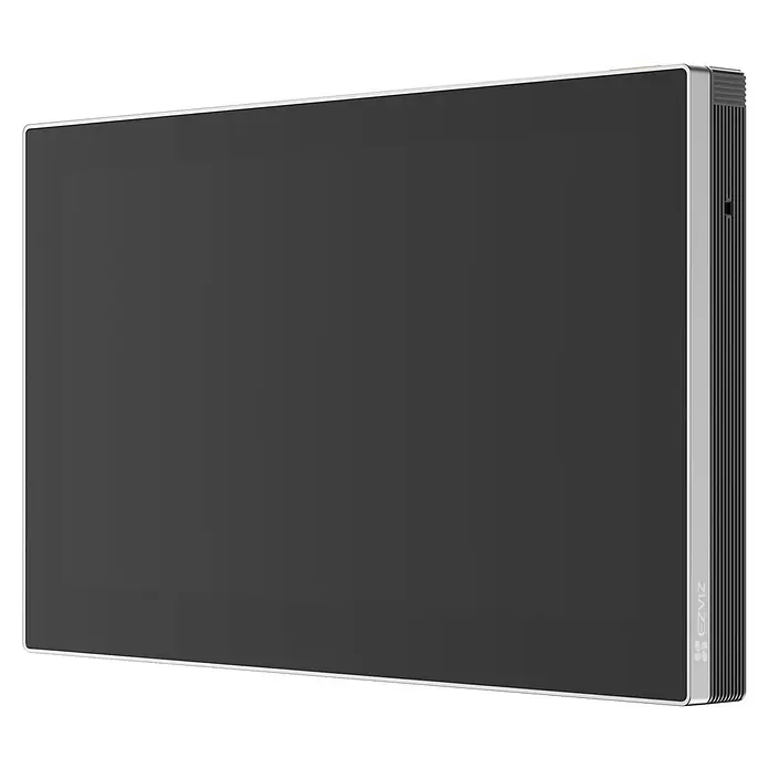 EZVIZ Türsprechanlagen-Monitor SD7 - Auflösung: 1.024 x 600 Pixel, Silber/Schwarz, 180,3 × 111,6 × 15,6 mm - Nahaufnahme eines EZVIZ-Produkts, möglicherweise ein Smart Home-Display, das sich durch sein schlankes Design und die moderne Ästhetik auszeichnet.