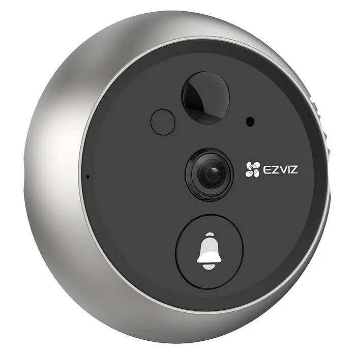 EZVIZ Digitaler Türspion DP2 2K - Silber, 1.920 x 1.080 Pixel (Full HD), Erfassungswinkel: 166 ° - Intelligente EZVIZ-Türklingel mit Kamera, Mikrofon und Klingelknopf. Moderne Sicherheitslösung für Ihr Zuhause mit klarer Videoübertragung.
