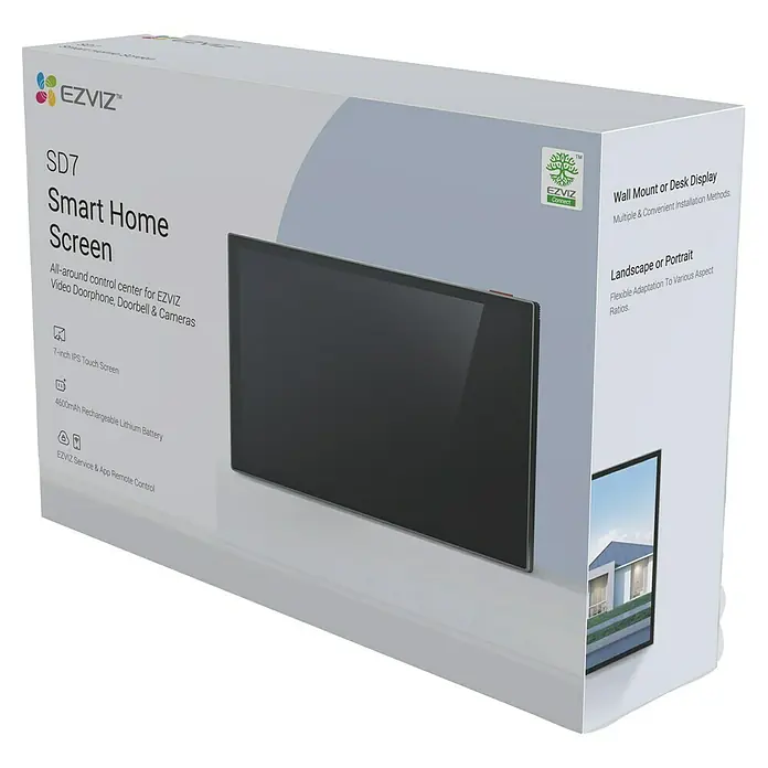 EZVIZ Türsprechanlagen-Monitor SD7 - Auflösung: 1.024 x 600 Pixel, Silber/Schwarz, 180,3 × 111,6 × 15,6 mm - Das EZVIZ SD7 Smart Home Screen: Eine umfassende Steuerzentrale für Video-Türsprechanlagen, Türklingeln und Kameras mit flexiblen Montageoptionen.