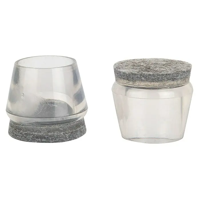 Fix-o-moll Rohrkappen - Durchmesser: 20 mm, Kunststoff - Zwei transparente Möbelgleiter, einer mit Filzgleiter unten und der andere oben, für sanftes Verschieben von Möbeln.