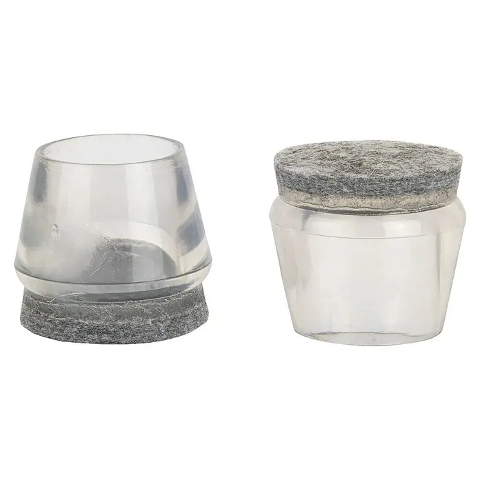 Fix-o-moll Rohrkappen - Durchmesser: 22 mm, Kunststoff - Klare Möbelbeinschoner mit Filzgleiter für den Schutz von Böden & Möbeln, einfache Montage.