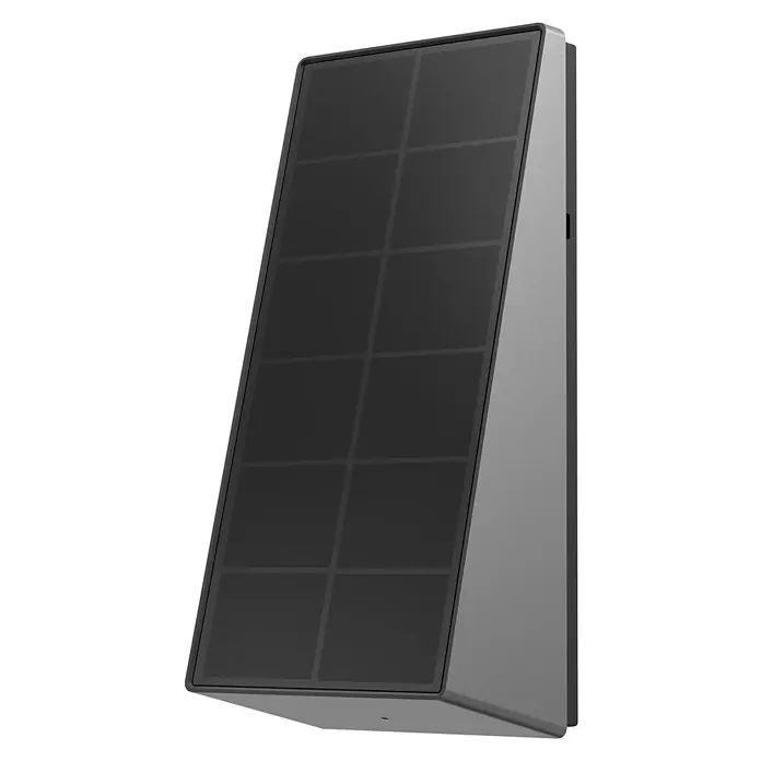 EZVIZ Farb-Video-Türsprechanlage EP7 - Bildschirmgröße: 7″, 2.048 x 1.296 Pixel, Solarbetrieben - Ein hochkantiges Solarpanel mit rechteckiger Form und grauen Akzenten. Ideal für die nachhaltige Energiegewinnung im Außenbereich.